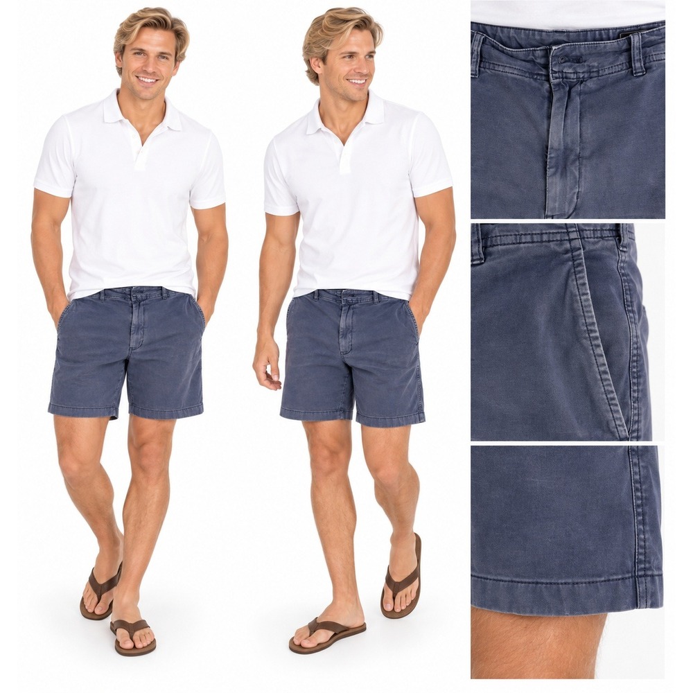Vineyard Vines Island Shorts 30 Blue Chino Cotton Flat Front Preppy Coastal